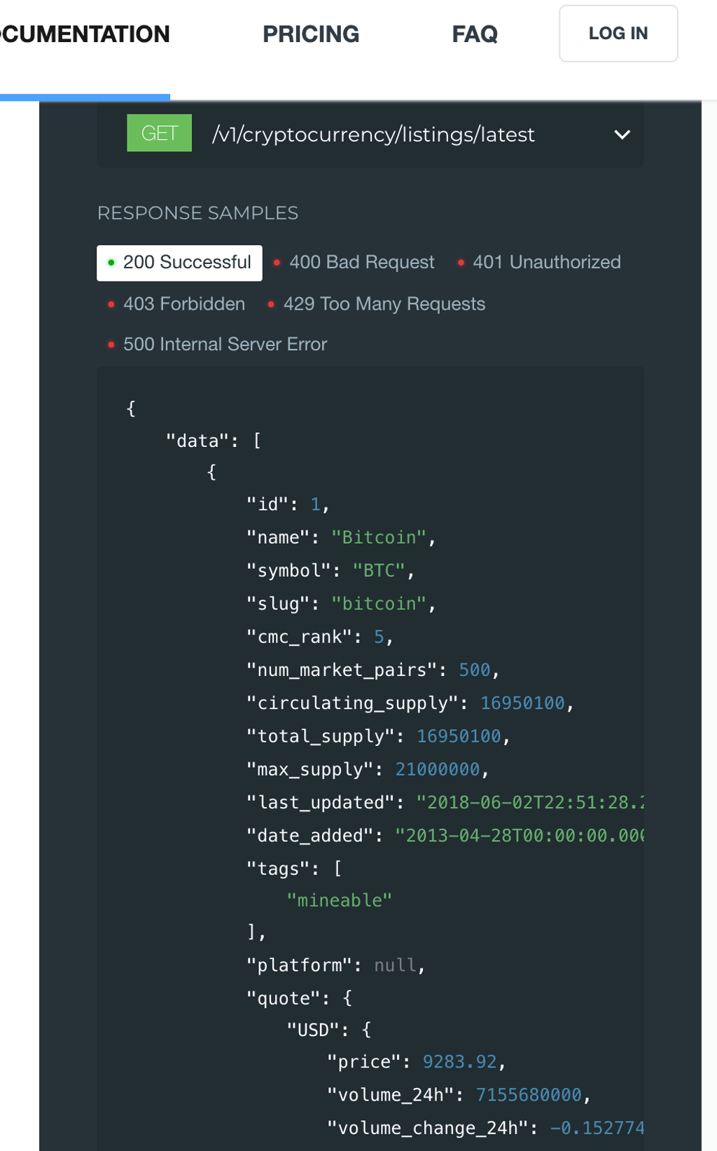 Trade Coinmarketcap API